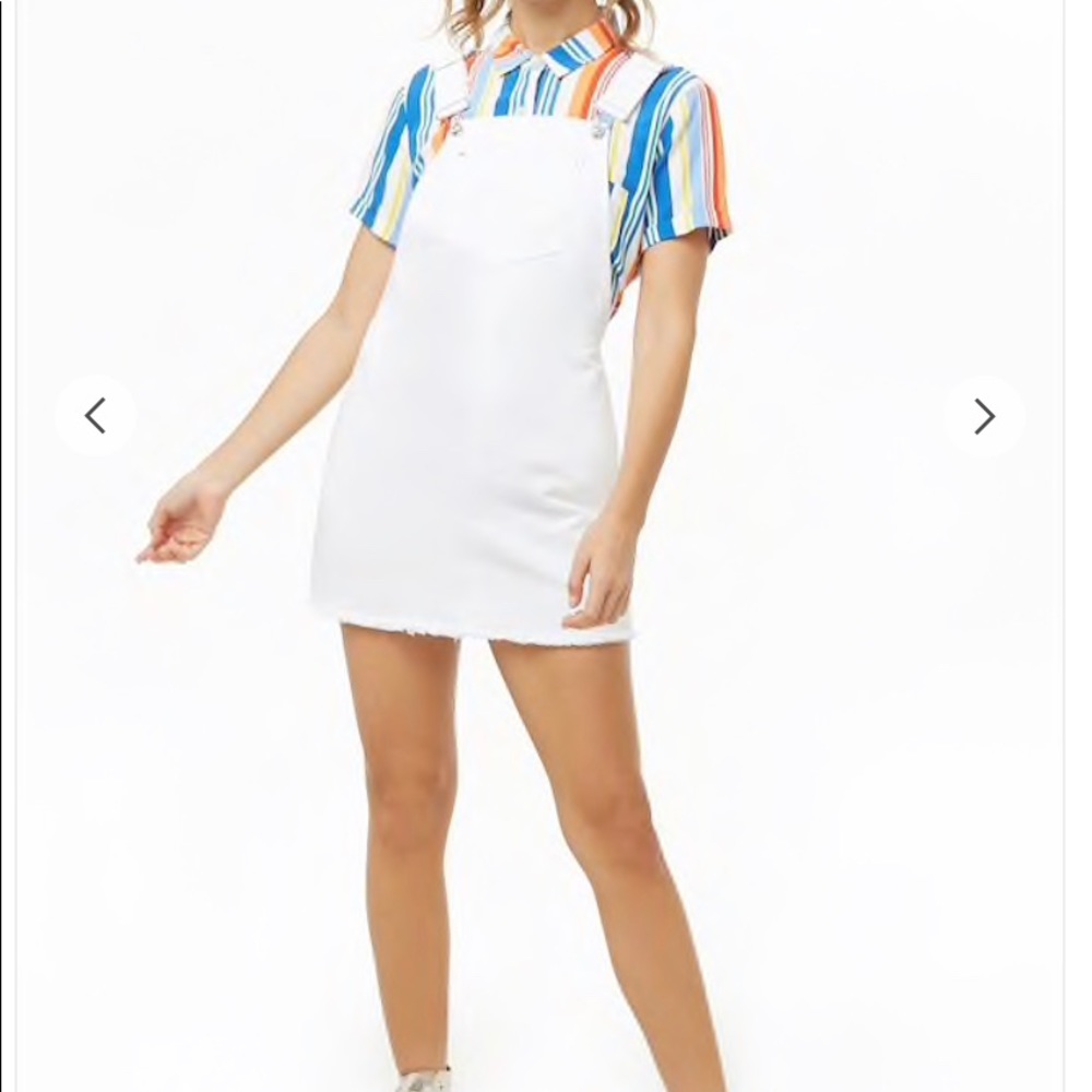 White Jean Overall Dress